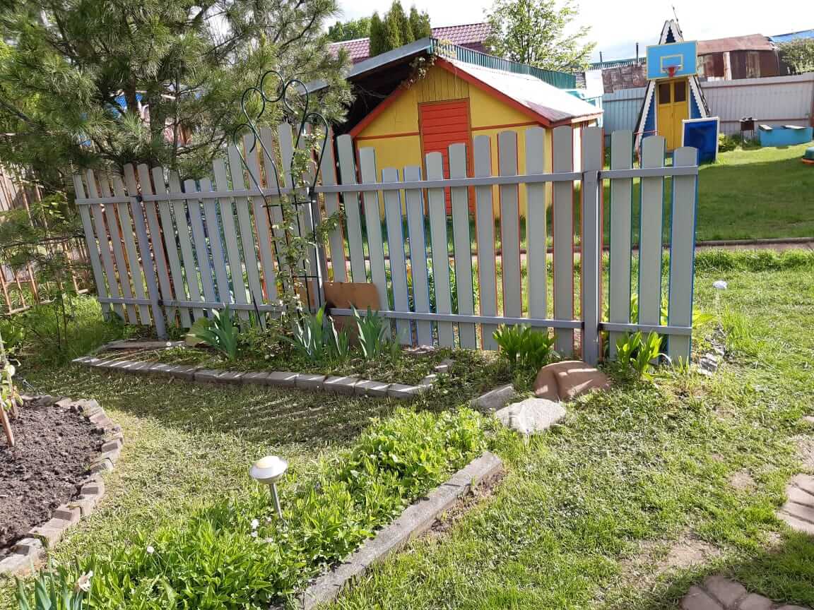 забор из разноцветного штакетника односторонний фото3 в Рубежном