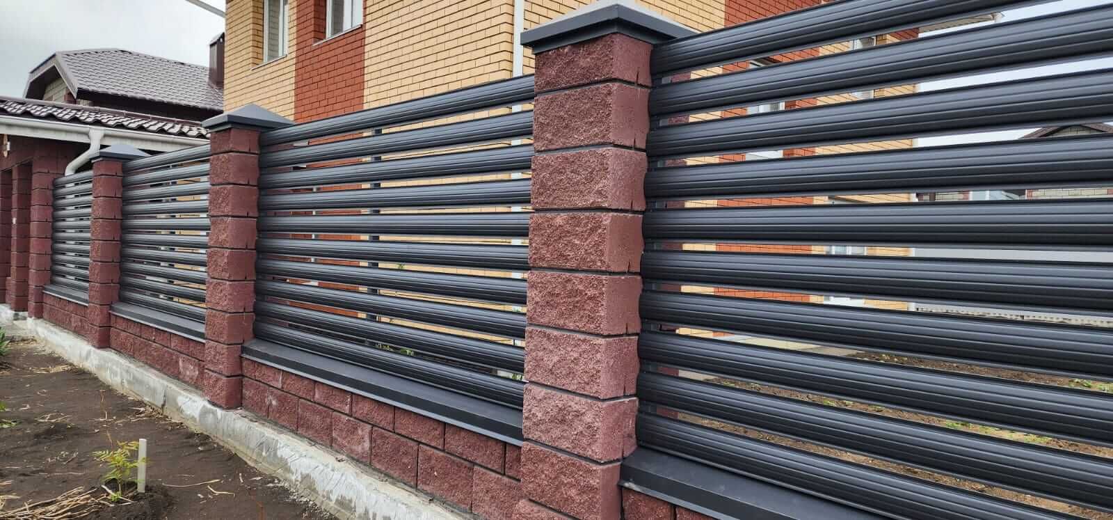 Забор-ранчо из штакетника 21м RAL7024/7024 Серый Графит МАТТЕ двусторонний в Рубежном