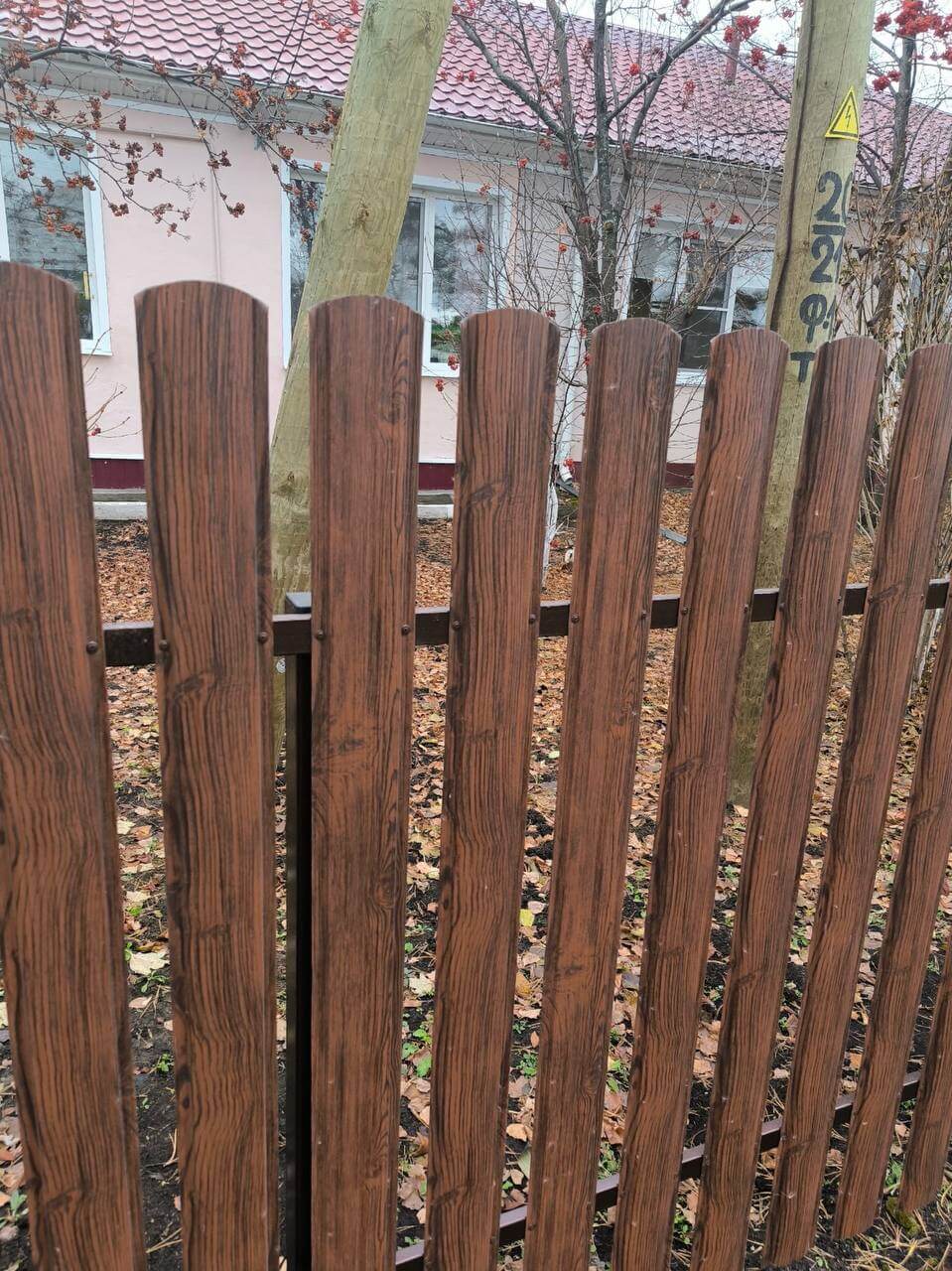 Забор из евроштакетника 12м Античное Дерево Принтек в Рубежном