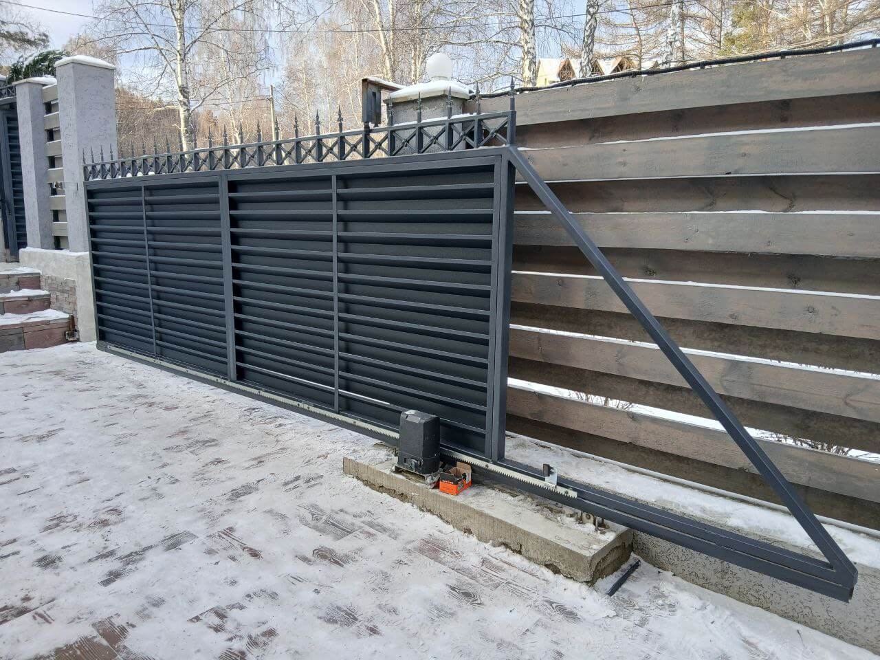 Входная группа из ламелей Хай-Тек RAL7024/7024 Серый Графит двусторонний МАТТЕ фото 23 в Рубежном