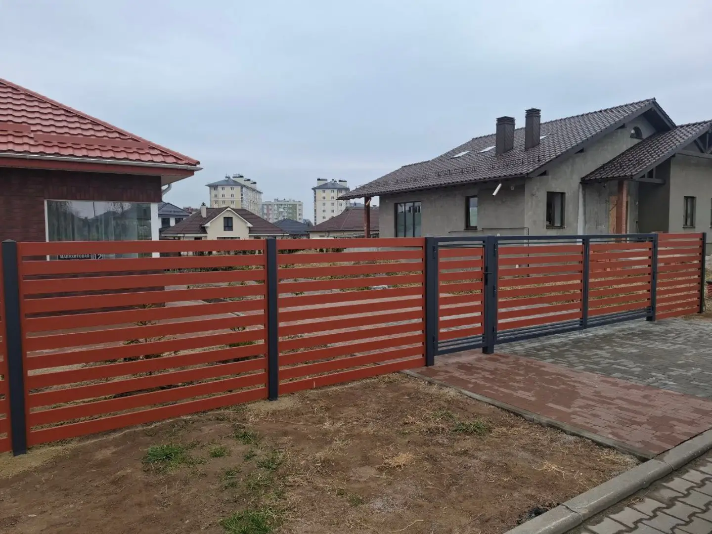 Забор-ранчо из металлопланкена 18м RAL8004 Терракотовый в Рубежном